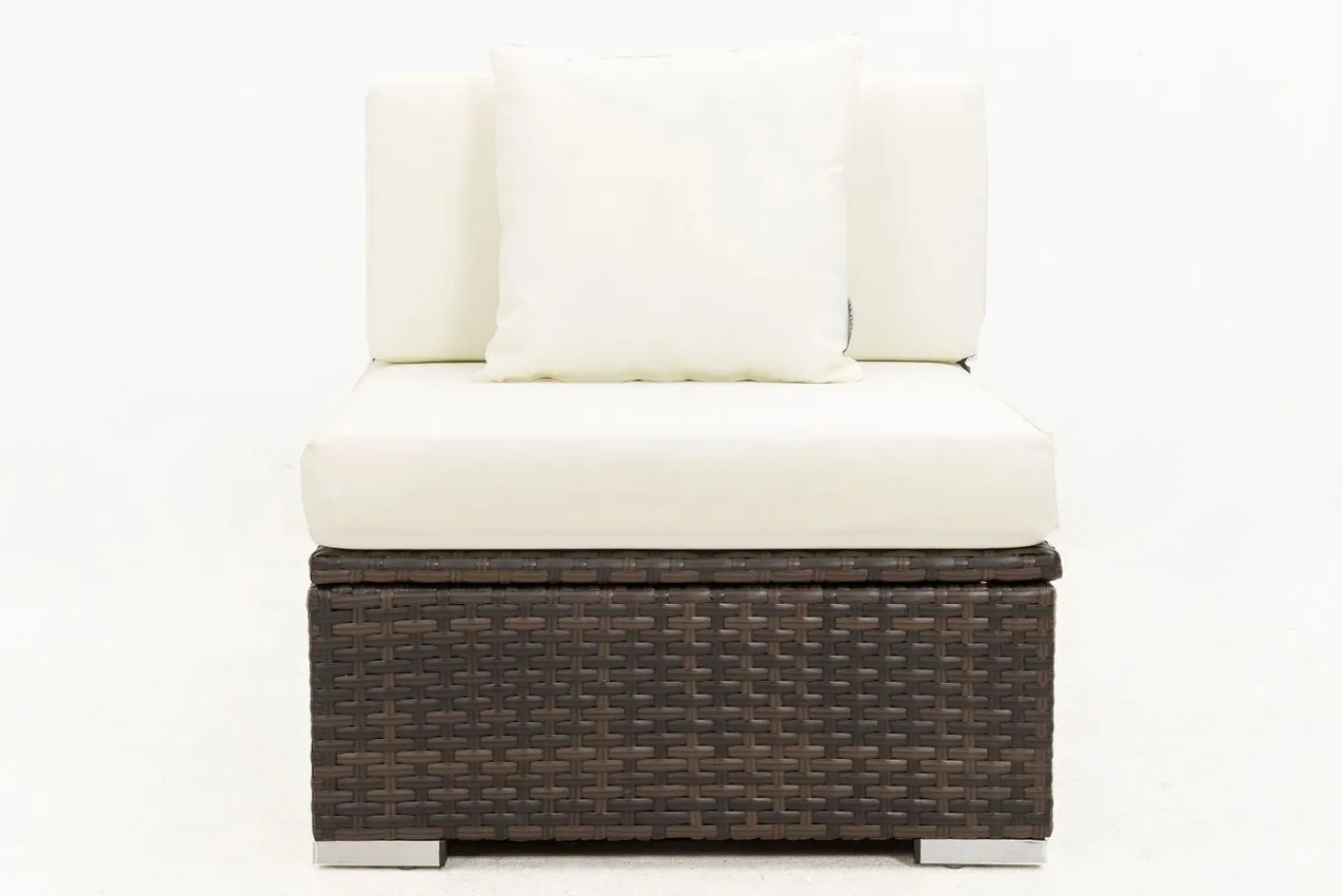 Outlet Mittelelement, braun marmoriert, Polyrattan, 70 x 85 x 70 cm, wasserfeste Kissenbox Polyrattan-Gartenmöbel|Gartenlounge