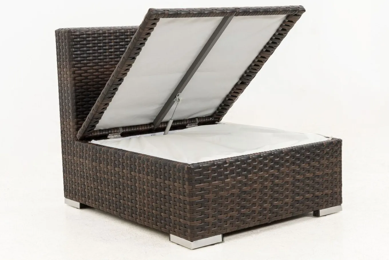 Outlet Mittelelement, braun marmoriert, Polyrattan, 70 x 85 x 70 cm, wasserfeste Kissenbox Polyrattan-Gartenmöbel|Gartenlounge