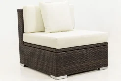 Outlet Mittelelement, braun marmoriert, Polyrattan, 70 x 85 x 70 cm, wasserfeste Kissenbox Polyrattan-Gartenmöbel|Gartenlounge