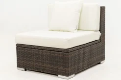 Outlet Mittelelement, braun marmoriert, Polyrattan, 70 x 85 x 70 cm, wasserfeste Kissenbox Polyrattan-Gartenmöbel|Gartenlounge