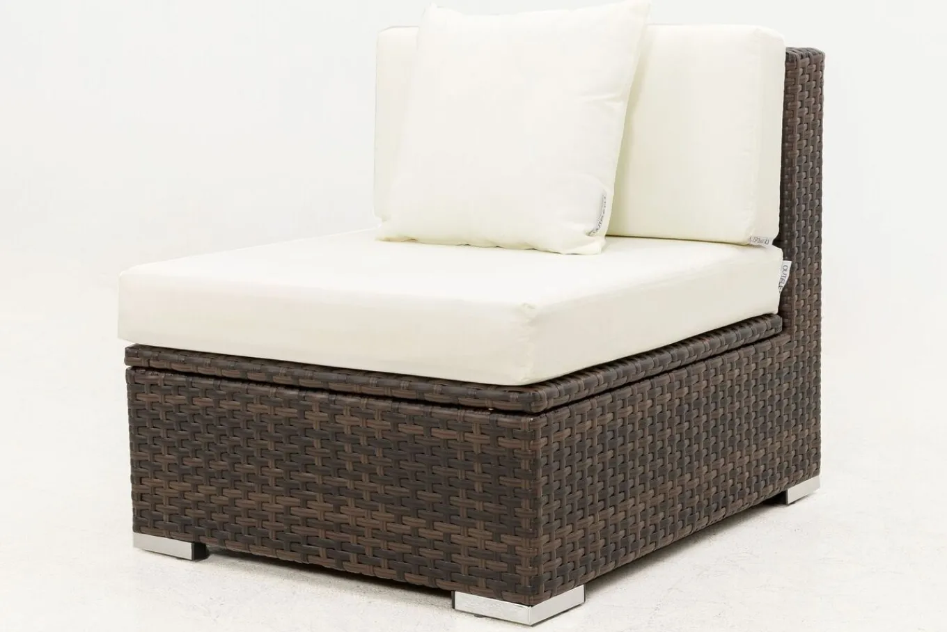 Outlet Mittelelement, braun marmoriert, Polyrattan, 70 x 85 x 70 cm, wasserfeste Kissenbox Polyrattan-Gartenmöbel|Gartenlounge