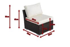Hot Mittelelement, braun marmoriert, Polyrattan, 63 x 78 x 65 cm, geeignet für 7759-BOX Polyrattan-Gartenmöbel|Gartenlounge