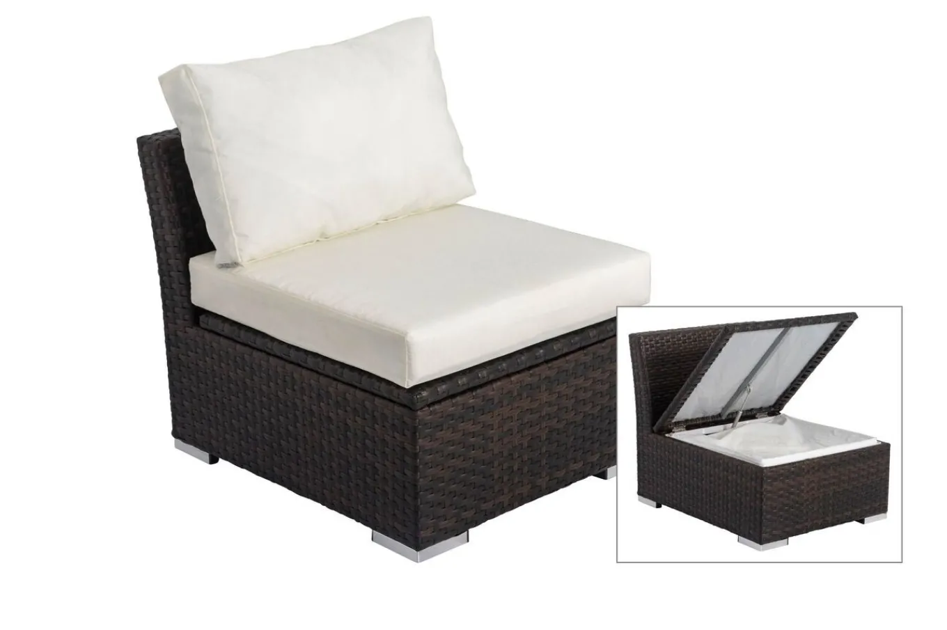 Hot Mittelelement, braun marmoriert, Polyrattan, 63 x 78 x 65 cm, geeignet für 7759-BOX Polyrattan-Gartenmöbel|Gartenlounge