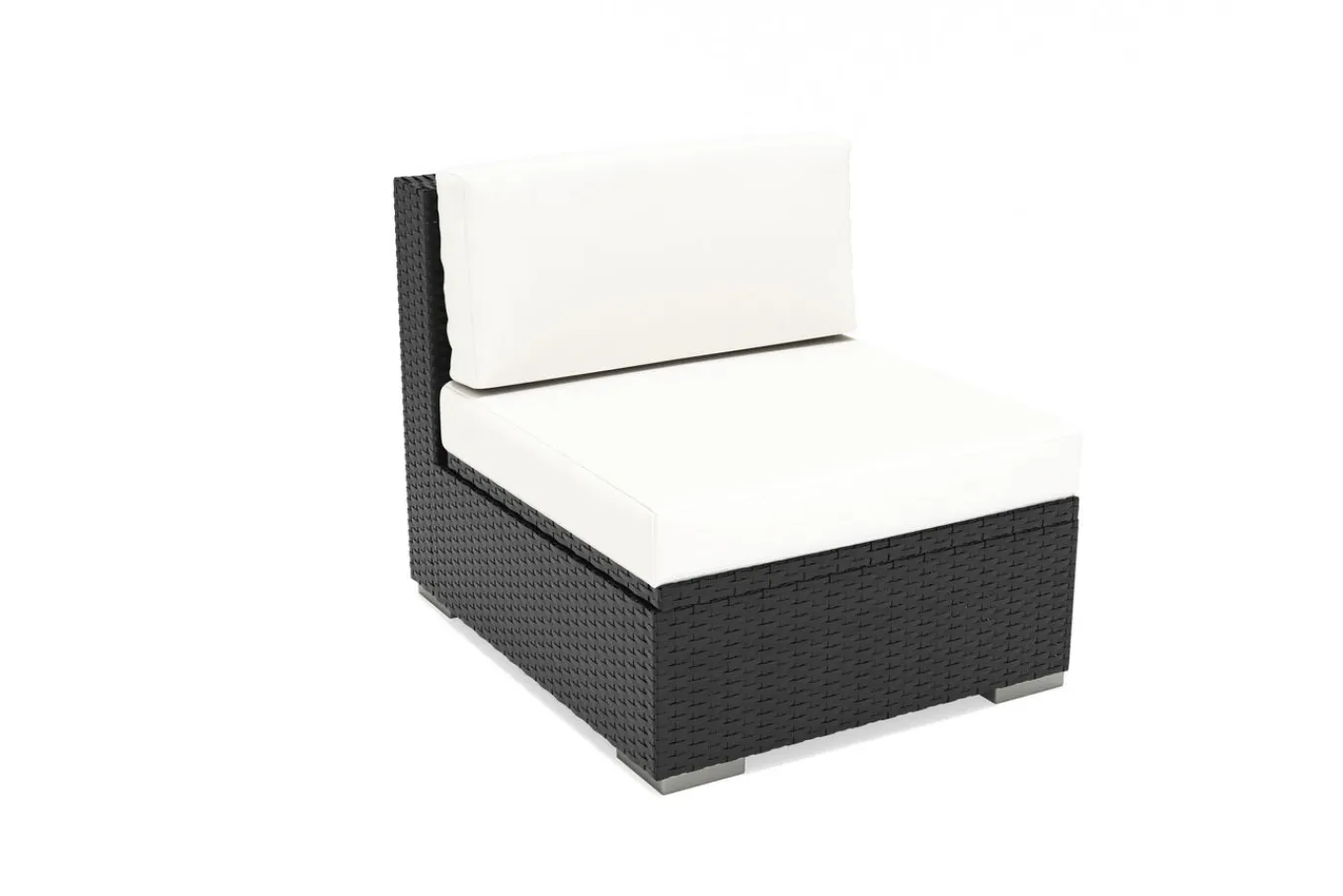 Hot Mittelelement, creme/weiß, schwarz, Polyrattan, inkl. Polster und Kissen, wasserfeste Kissenbox Polyrattan-Gartenmöbel|Gartenlounge