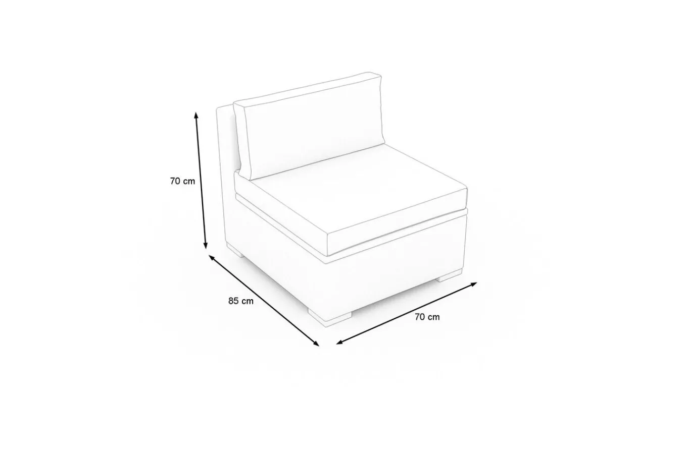Hot Mittelelement, creme/weiß, schwarz, Polyrattan, inkl. Polster und Kissen, wasserfeste Kissenbox Polyrattan-Gartenmöbel|Gartenlounge