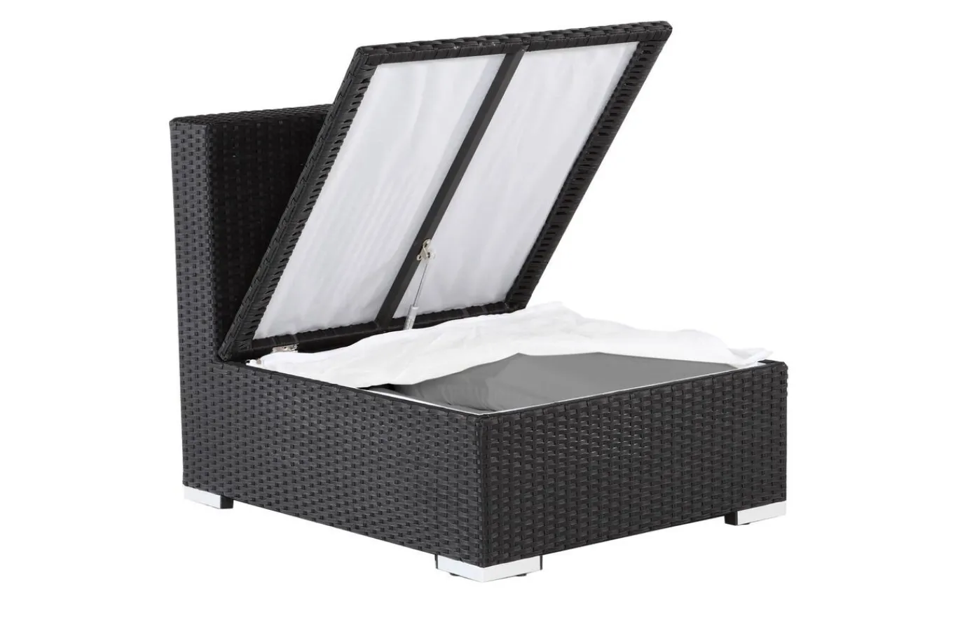 Hot Mittelelement, creme/weiß, schwarz, Polyrattan, inkl. Polster und Kissen, wasserfeste Kissenbox Polyrattan-Gartenmöbel|Gartenlounge
