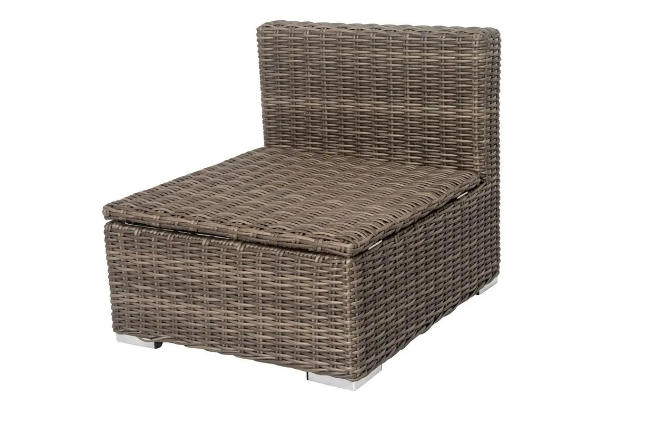 Best Mittelelement, grau, Polyrattan, 70 x 82 x 70 cm, verstellbare Sitzfläche, wasserfeste Kissenbox Polyrattan-Gartenmöbel|Gartenlounge