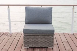 Best Mittelelement, grau, Polyrattan, 70 x 82 x 70 cm, verstellbare Sitzfläche, wasserfeste Kissenbox Polyrattan-Gartenmöbel|Gartenlounge