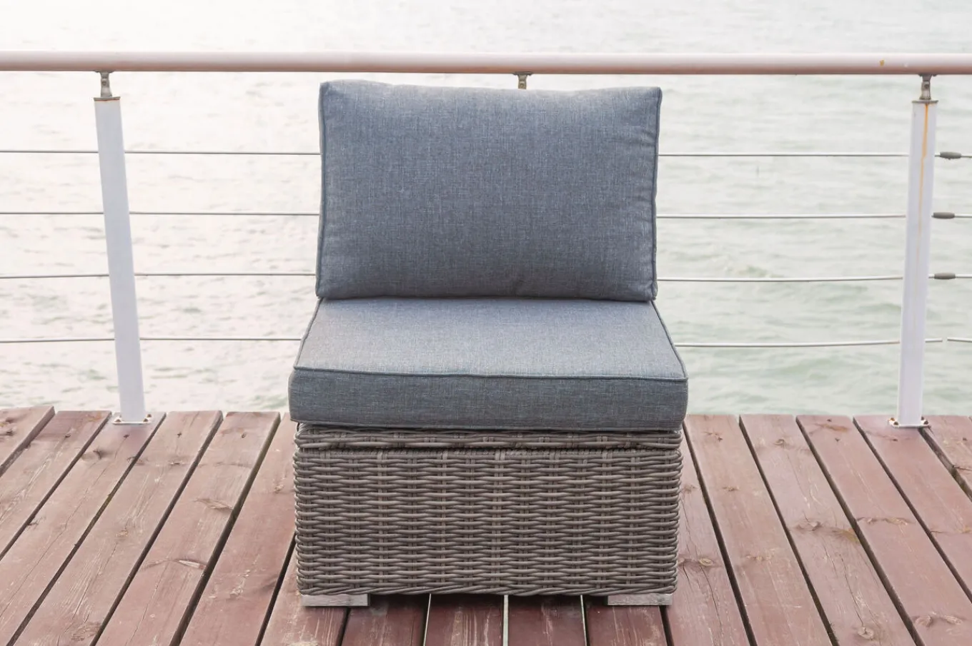 Best Mittelelement, grau, Polyrattan, 70 x 82 x 70 cm, verstellbare Sitzfläche, wasserfeste Kissenbox Polyrattan-Gartenmöbel|Gartenlounge