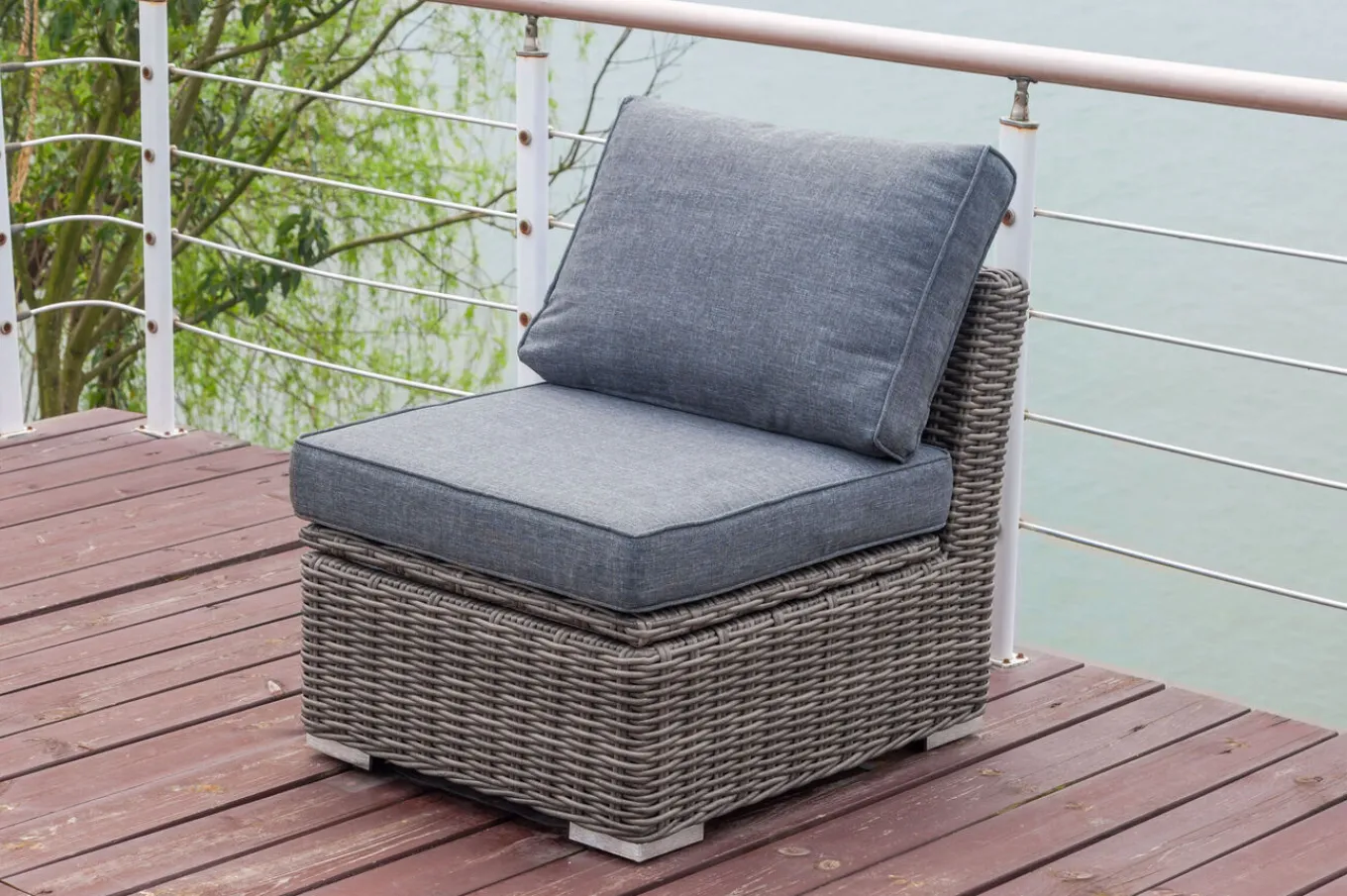 Mittelelement, grau, Polyrattan, 63 x 78 x 65 cm, geeignet für 18370-BOX-A/-D Polyrattan-Gartenmöbel|Gartenlounge