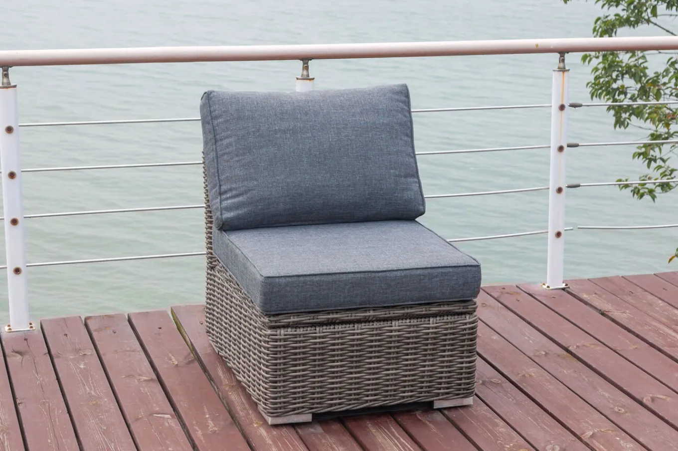 Mittelelement, grau, Polyrattan, 63 x 78 x 65 cm, geeignet für 18370-BOX-A/-D Polyrattan-Gartenmöbel|Gartenlounge