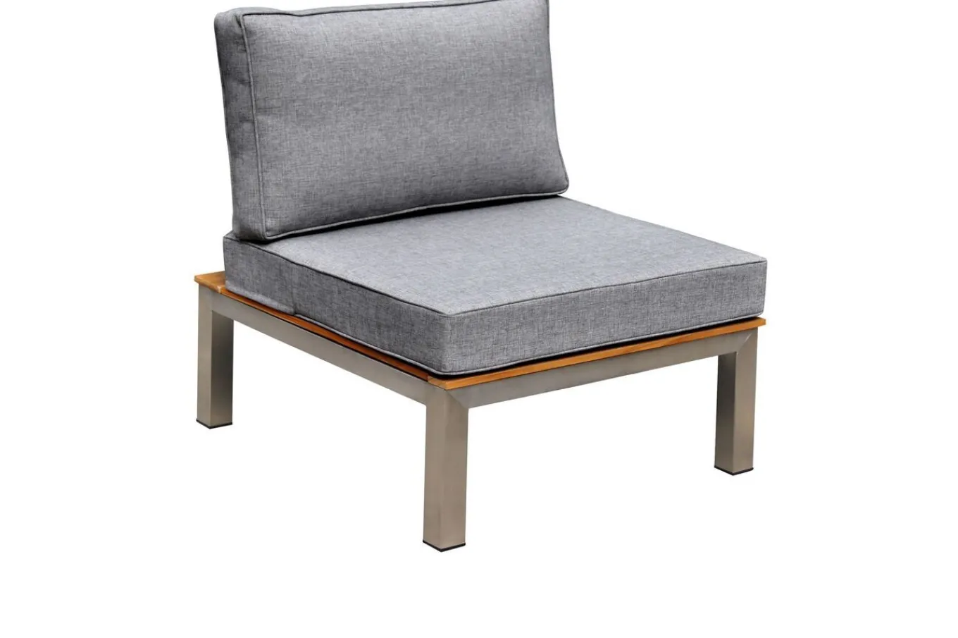 Clearance Mittelelement, silber/grau, Edelstahl/Teakholz/Textil, 79 x 69 x 64 cm Edelstahl-Gartenmöbel|Gartenstühle & Gartensessel