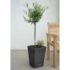 Discount Monaco Pflanzgefäß, grau-braun-meliert, Geflecht, 28x28x40 cm, Kunststoffeinsatz Gartendeko