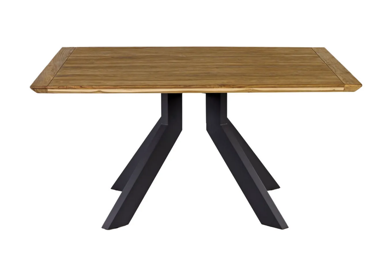 Motavi Esstisch, anthrazit/natur, Alu/recyceltes Teak, 150 x 150 cm, rustikal gebürstet, FSC®-zertifiziertes Produkt Gartentische