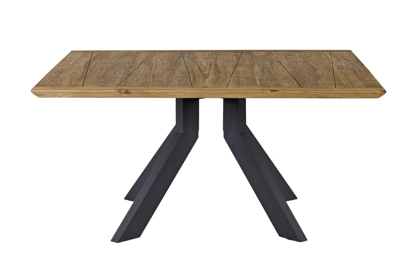 Motavi Esstisch, anthrazit/natur, Alu/recyceltes Teak, 150 x 150 cm, rustikal gebürstet, FSC®-zertifiziertes Produkt Gartentische
