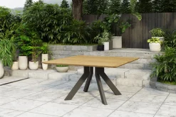 Motavi Esstisch, anthrazit/natur, Alu/recyceltes Teak, 150 x 150 cm, rustikal gebürstet, FSC®-zertifiziertes Produkt Gartentische