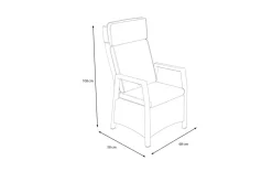 Hot Nova Diningsessel, anthrazit/grau, Alu/Polyrattan, 58 x 68 x 108 cm, verstellbare Rückenlehne, inkl. Polster Aluminium-Gartenmöbel|Gartenstühle & Gartensessel