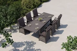 Nova Garten-Essgruppe, 6 Personen, ausziehbar, 160-260cm, Alu/Polyrattan/Spraystone Garten-Essgruppen