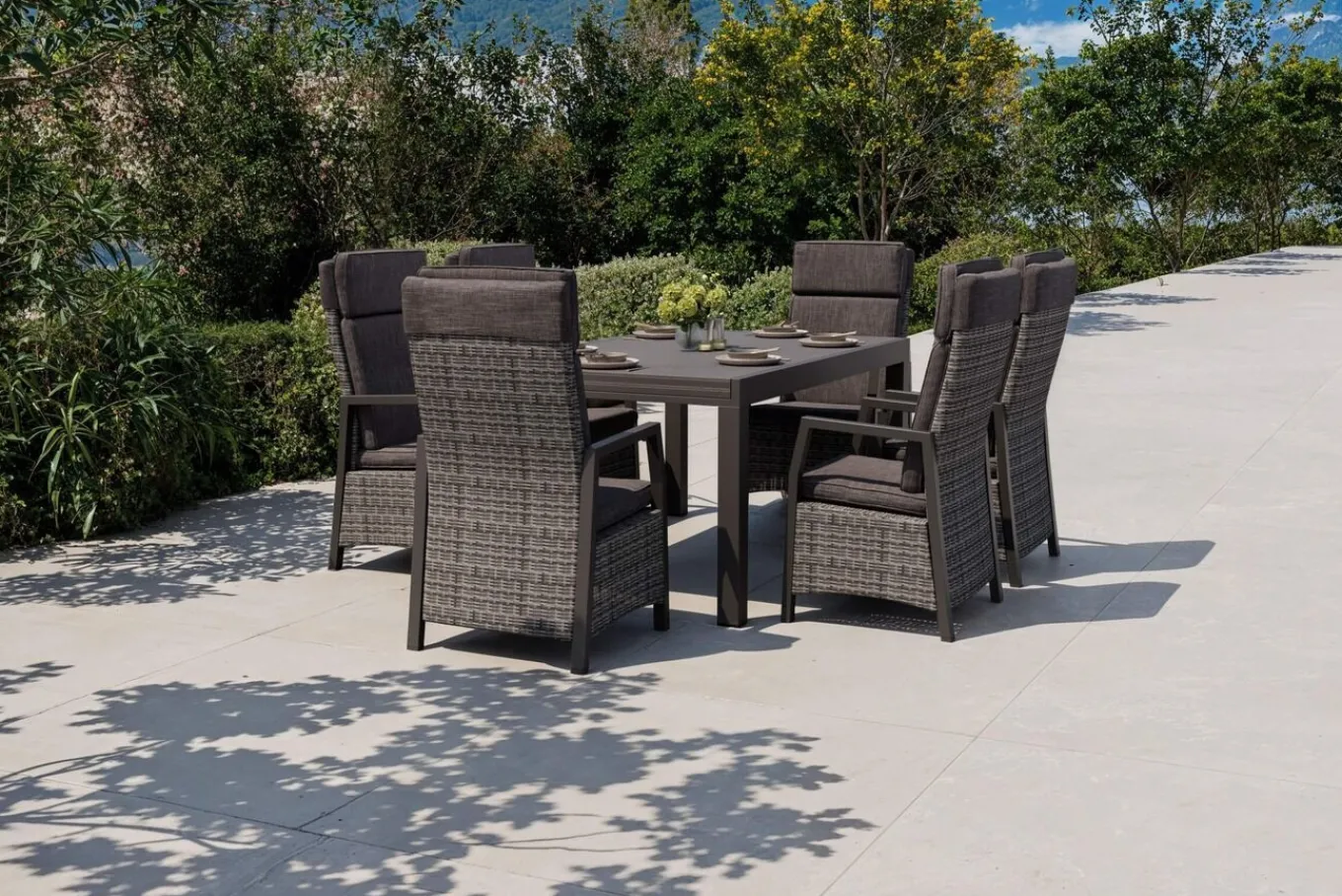 Nova Garten-Essgruppe, 6 Personen, ausziehbar, 160-260cm, Alu/Polyrattan/Spraystone Garten-Essgruppen