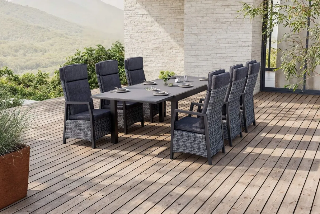 Nova Garten-Essgruppe, 6 Personen, ausziehbar, 160-260cm, Alu/Polyrattan/Spraystone Garten-Essgruppen