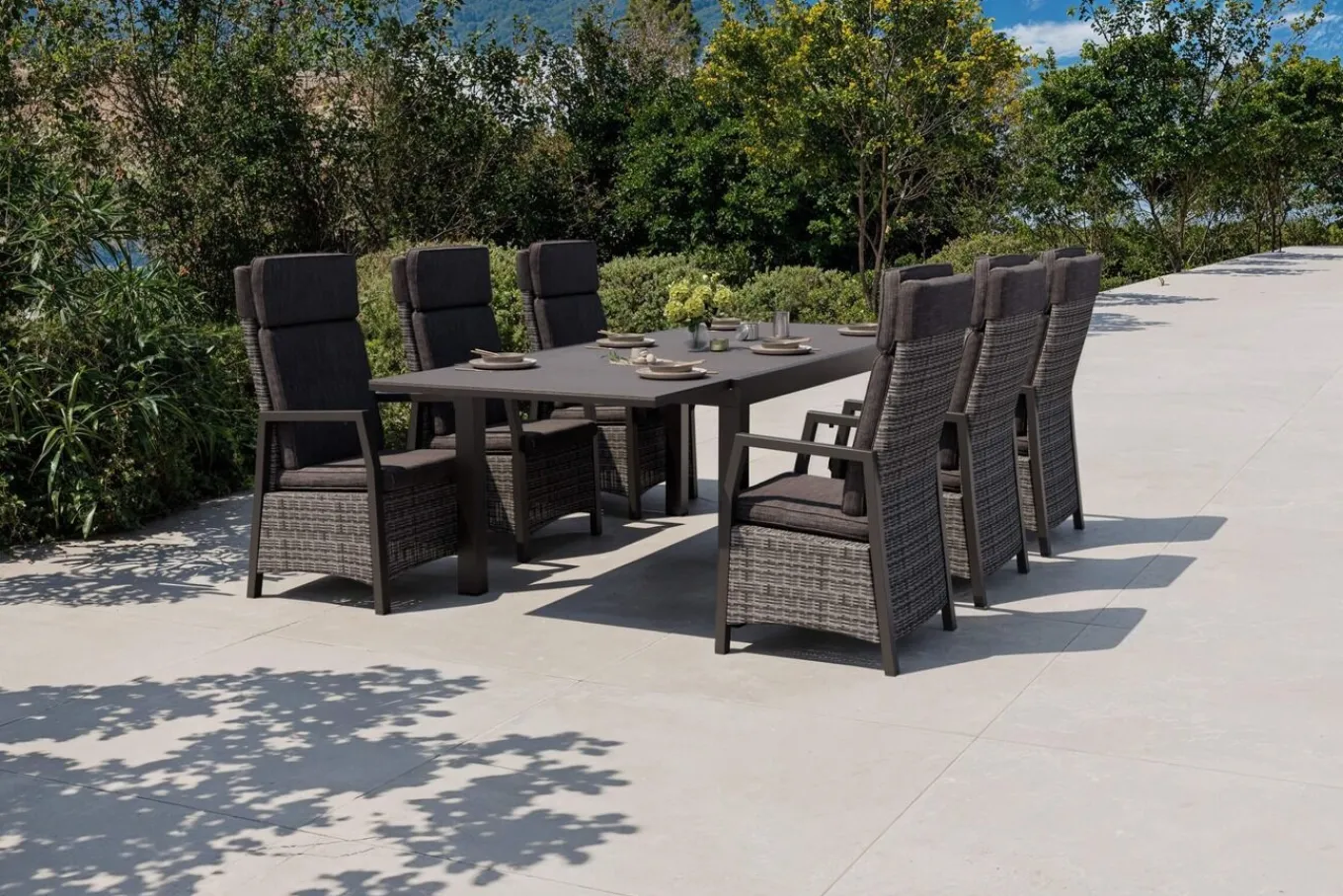 Nova Garten-Essgruppe, 6 Personen, ausziehbar, 160-260cm, Alu/Polyrattan/Spraystone Garten-Essgruppen