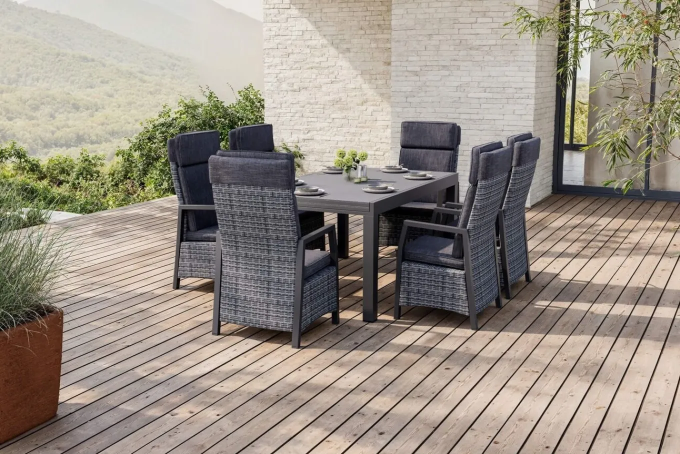 Nova Garten-Essgruppe, 6 Personen, ausziehbar, 160-260cm, Alu/Polyrattan/Spraystone Garten-Essgruppen