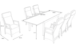 Nova Garten-Essgruppe, 6 Personen, ausziehbar, 160-260cm, Alu/Polyrattan/Spraystone Garten-Essgruppen