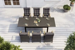 Online Nova Garten-Essgruppe, anthrazit matt/anthrazit, Aluminium/Polyrattan, Tisch 160/260 x 100 cm, 6 Dining-Sessel, FSC®-zertifiziertes Produkt Garten-Essgruppen