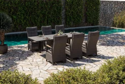 Online Nova Garten-Essgruppe, anthrazit matt/anthrazit, Aluminium/Polyrattan, Tisch 160/260 x 100 cm, 6 Dining-Sessel, FSC®-zertifiziertes Produkt Garten-Essgruppen