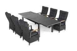Online Nova Garten-Essgruppe, anthrazit matt/anthrazit, Aluminium/Polyrattan, Tisch 160/260 x 100 cm, 6 Dining-Sessel, FSC®-zertifiziertes Produkt Garten-Essgruppen