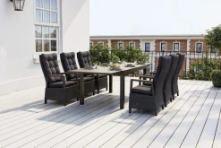 Online Nova Garten-Essgruppe, anthrazit matt/anthrazit, Aluminium/Polyrattan, Tisch 160/260 x 100 cm, 6 Dining-Sessel, FSC®-zertifiziertes Produkt Garten-Essgruppen