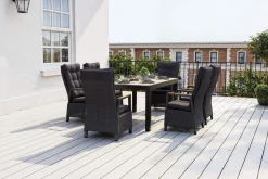 Online Nova Garten-Essgruppe, anthrazit matt/anthrazit, Aluminium/Polyrattan, Tisch 160/260 x 100 cm, 6 Dining-Sessel, FSC®-zertifiziertes Produkt Garten-Essgruppen