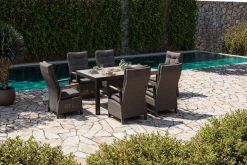 Online Nova Garten-Essgruppe, anthrazit matt/anthrazit, Aluminium/Polyrattan, Tisch 160/260 x 100 cm, 6 Dining-Sessel, FSC®-zertifiziertes Produkt Garten-Essgruppen