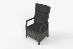 Discount Nova Garten-Essgruppe mit 6 Sesseln, anthrazit/grau/natur, Alu/Polyrattan/Teakholz, 220 x 110 cm Tisch, verstellbare Rückenlehne Polyrattan-Gartenmöbel|Garten-Essgruppen