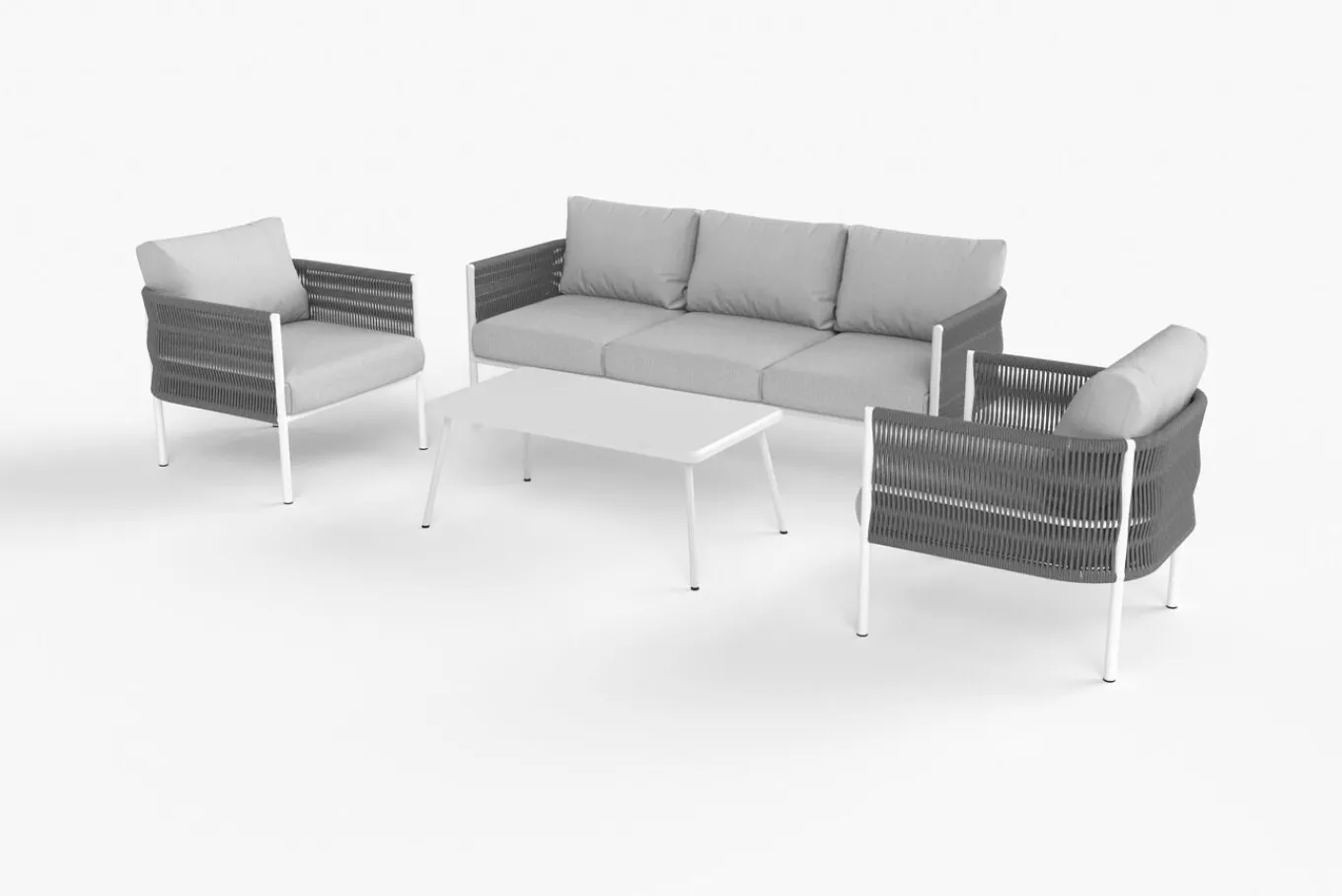 Discount Odense Gartenlounge, 5 Personen, Tisch 100 x 55 cm, inkl. Polster, Aluminium/Rope-Geflecht Gartenlounge|Aluminium-Gartenmöbel