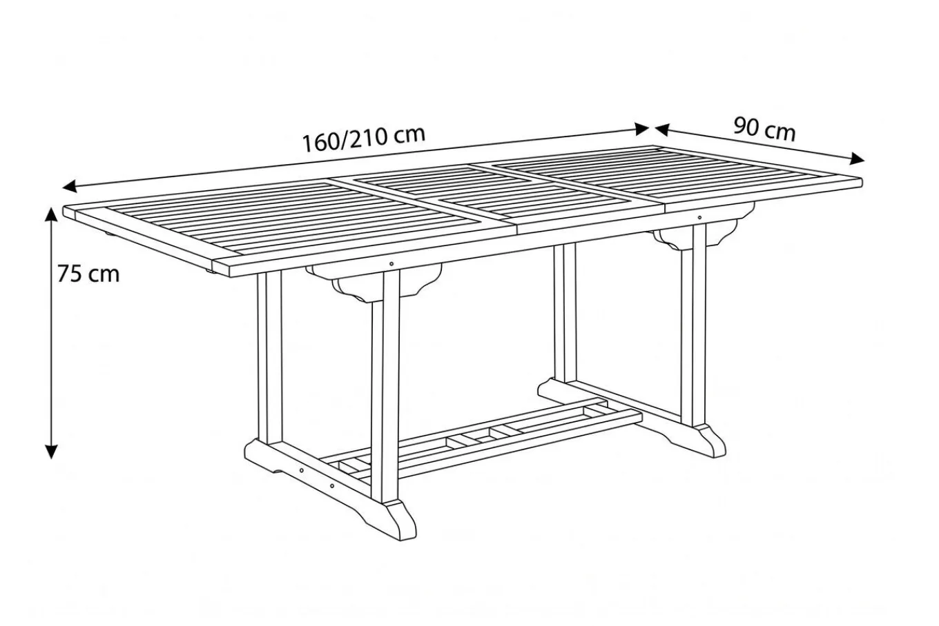 Discount Ontario Ausziehtisch, natur, Teakholz, 160/210x90cm, fein geschliffen Gartentische