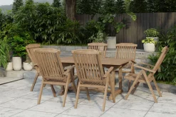 New Ontario/Bounty Garten-Essgruppe, natur, Teak, 160/210x90cm, 6x Klappsessel Garten-Essgruppen|Teak-Gartenmöbel
