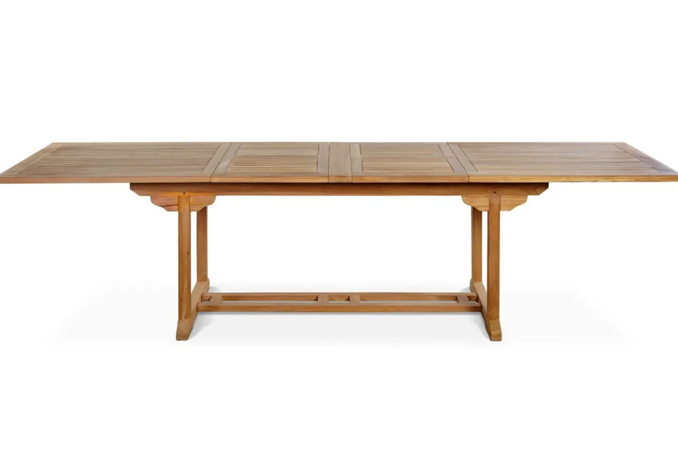 New Ontario/Washington Garten-Essgruppe, natur, Teak, 195/295 x 90 cm, 6x Stapelsessel Garten-Essgruppen