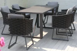 Best Oranger Blossom Garten-Essgruppe, 6 Personen, Tisch 200x90cm, inkl. Polster, anthrazit/Rope Garten-Essgruppen|Aluminium-Gartenmöbel
