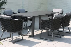 Best Oranger Blossom Garten-Essgruppe, 6 Personen, Tisch 200x90cm, inkl. Polster, anthrazit/Rope Garten-Essgruppen|Aluminium-Gartenmöbel