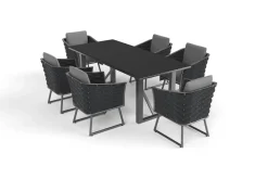 Best Oranger Blossom Garten-Essgruppe, 6 Personen, Tisch 200x90cm, inkl. Polster, anthrazit/Rope Garten-Essgruppen|Aluminium-Gartenmöbel