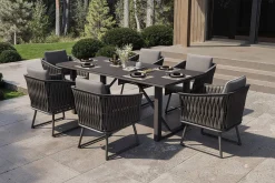 Best Oranger Blossom Garten-Essgruppe, anthrazit, Alu/XL Geflecht, 7-teilig, inkl. Sitz- und Rückenkissen, Tisch 200 x 90 x 76 cm Garten-Essgruppen