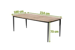 Clearance Oscar Esstisch, anthrazit, Alu/Teak, 220x100x73 cm, Tischplatte aus hochwertigem Teak Gartentische