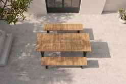 Discount Oslo Garten-Essgruppe, 6 Personen, 2 Bänke, 210x90cm, Aluminium/Teak, FSC®-zertifiziert Garten-Essgruppen|Aluminium-Gartenmöbel