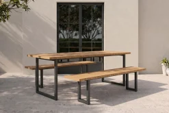 Discount Oslo Garten-Essgruppe, 6 Personen, 2 Bänke, 210x90cm, Aluminium/Teak, FSC®-zertifiziert Garten-Essgruppen|Aluminium-Gartenmöbel