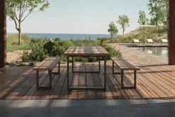 Discount Oslo Garten-Essgruppe, 6 Personen, 2 Bänke, 210x90cm, Aluminium/Teak, FSC®-zertifiziert Garten-Essgruppen|Aluminium-Gartenmöbel