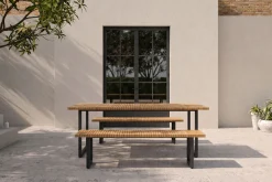 Discount Oslo Garten-Essgruppe, 6 Personen, 2 Bänke, 210x90cm, Aluminium/Teak, FSC®-zertifiziert Garten-Essgruppen|Aluminium-Gartenmöbel
