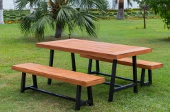 Clearance Oslo Garten-Essgruppe, natur, Akazie, Tisch 170 x 90 cm, 6 Personen, 2x Bank 160 x 35 cm, FSC®-zertifiziertes Produkt Garten-Essgruppen|Akazien-Gartenmöbel