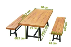 Clearance Oslo Garten-Essgruppe, natur, Akazie, Tisch 170 x 90 cm, 6 Personen, 2x Bank 160 x 35 cm, FSC®-zertifiziertes Produkt Garten-Essgruppen|Akazien-Gartenmöbel