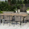 Best Oxford/Zui Garten-Essgruppe, anthrazit/hellgrau, Edelstahl/recycled Teak/Rope, 200/260 x 100 cm, 8x Sessel, inkl. Polster Garten-Essgruppen